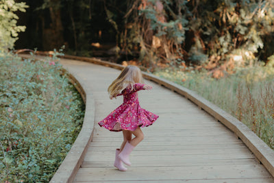 Apple Park Bamboo Blend L/S Twirly Tee Dress - Woodland Dreams