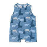 Apple Park Muslin Sleeveless Coverall - Whale Tales