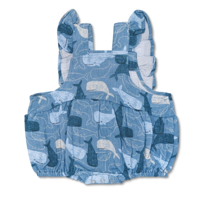 Apple Park Muslin Flutter Sleeve Romper - Whale Tales