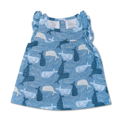 Apple Park Muslin Flutter Sleeve Dress - Whale Tales