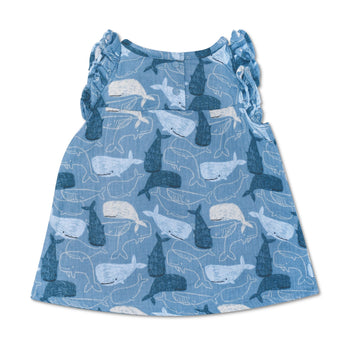 Apple Park Muslin Flutter Sleeve Dress - Whale Tales