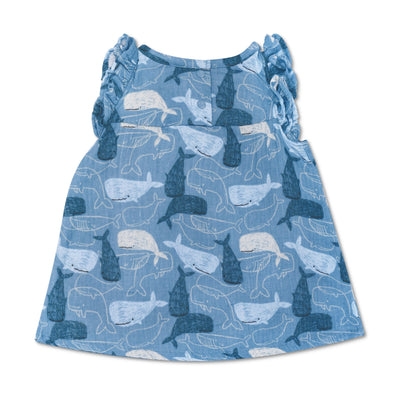 Apple Park Muslin Flutter Sleeve Dress - Whale Tales
