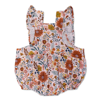 Apple Park Muslin Flutter Sleeve Romper - Zinnia Bloom