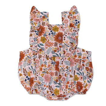 Apple Park Muslin Flutter Sleeve Romper - Zinnia Bloom