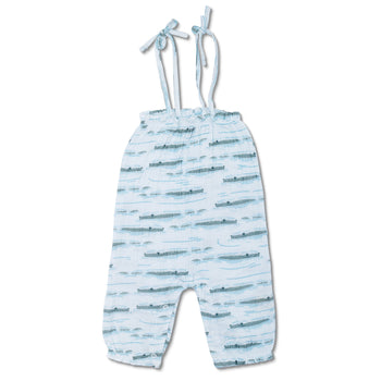 Apple Park Muslin Tie Shoulder Jumpsuit - Alligator Isle