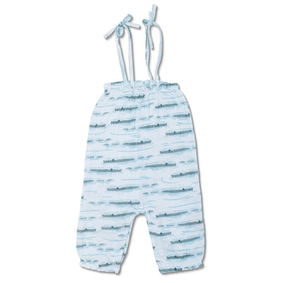 Apple Park Muslin Tie Shoulder Jumpsuit - Alligator Isle