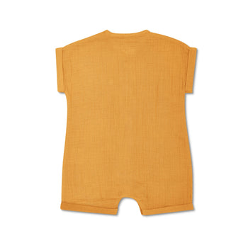 Apple Park Muslin Short Sleeve Romper - Mustard