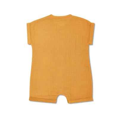 Apple Park Muslin Short Sleeve Romper - Mustard