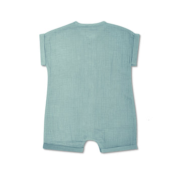 Apple Park Muslin Short Sleeve Romper - Teal