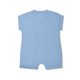 Apple Park Muslin Short Sleeve Romper - Blue
