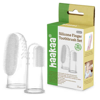Haakaa Silicone Finger Toothbrush Set for Babies with Storage Case