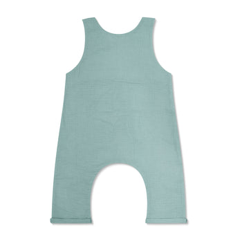 Apple Park Muslin Snap Jumpsuit - Teal