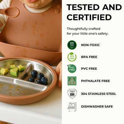 Stainless Steel Baby Feeding Set 6+ Months - Mocha Mousse