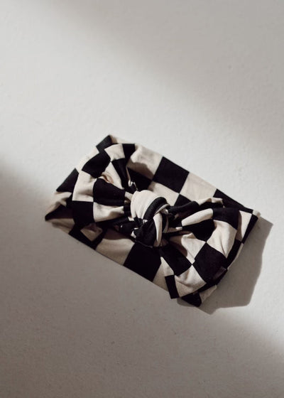 Bamboo Head Wrap | Black Checkerboard