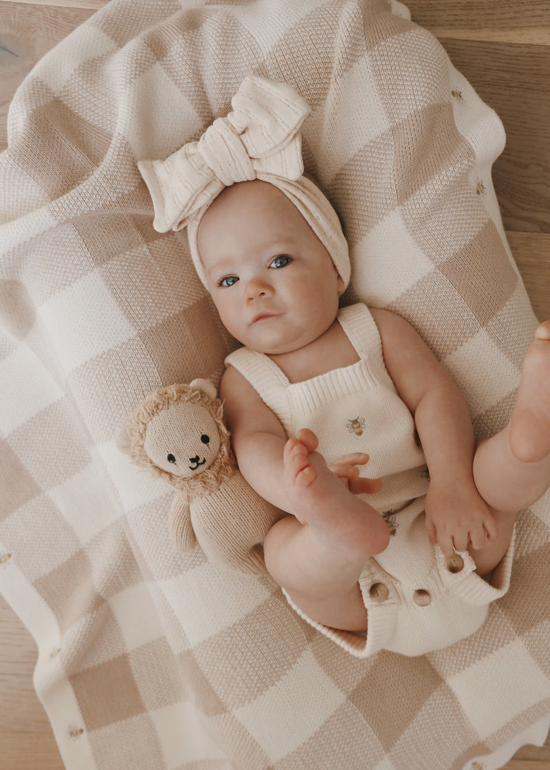 Busy Bee Gingham Baby Blanket