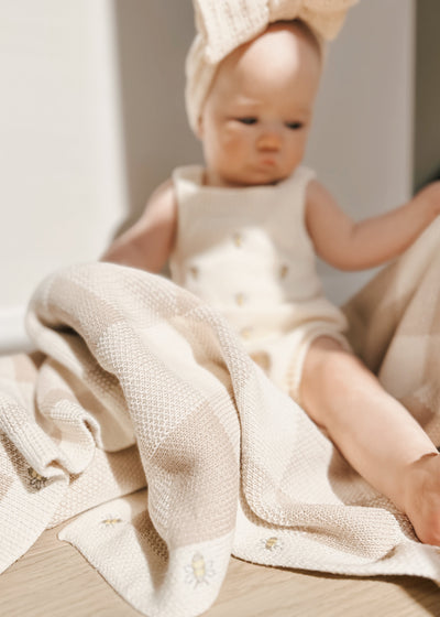 Busy Bee Gingham Baby Blanket