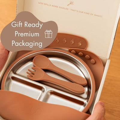 Stainless Steel Baby Feeding Set 6+ Months - Mocha Mousse