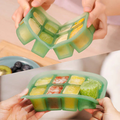 Haakaa Easy-Freeze Silicone Baby Food Tray with Lid – BPA-Free Stackable Freezer Mold (6x60ml / 8x40ml)