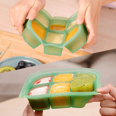 Haakaa Easy-Freeze Silicone Baby Food Tray with Lid – BPA-Free Stackable Freezer Mold (6x60ml / 8x40ml)