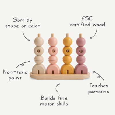 Wooden Shape Sorting Stacker