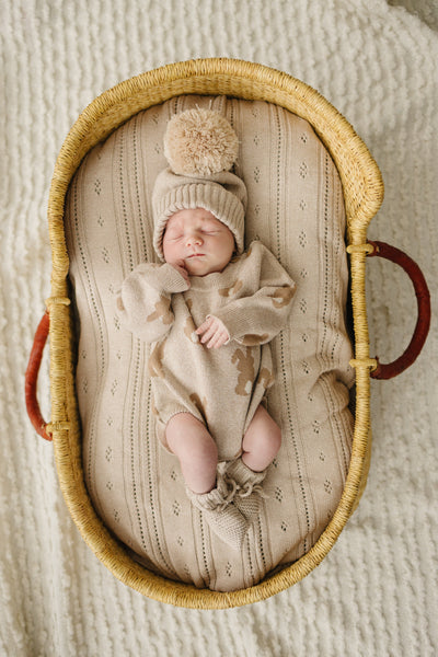 Luna + Luca Bunny Jacquard Romper – Organic Springtime Charm