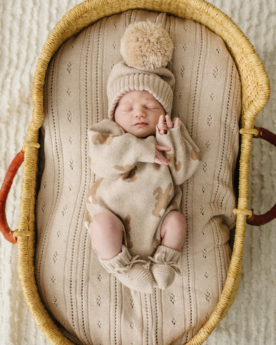 Luna + Luca Bunny Jacquard Romper – Organic Springtime Charm