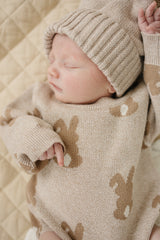Luna + Luca Bunny Jacquard Romper – Organic Springtime Charm