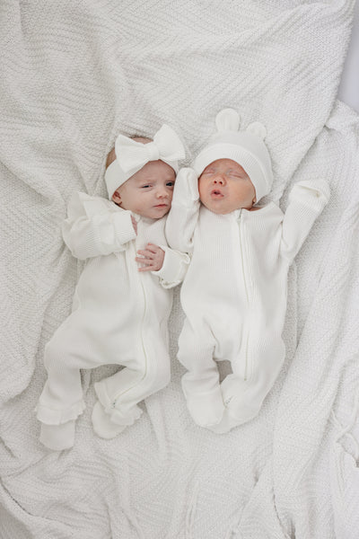 Waffle Knit Bear Ear Set – A Timeless Keepsake for Your Baby
