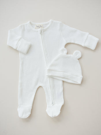 Waffle Knit Bear Ear Set – A Timeless Keepsake for Your Baby