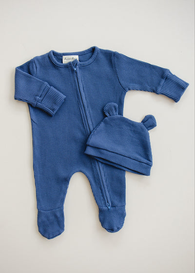 Luna + Luca Bear Waffle Set - Stormy Blue