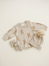 Luna + Luca Bunny Jacquard Romper – Organic Springtime Charm
