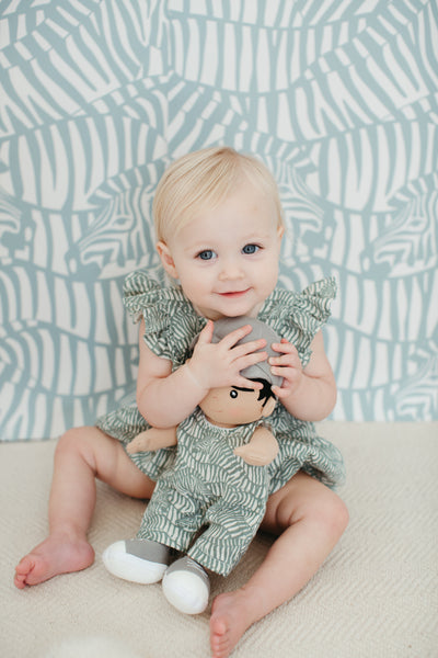 Apple Park Doll Coverall - Zebra Print