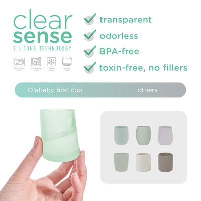 Olababy First Cup – 2oz Silicone Open Training Cup for Babies 6 Months+ (1-Pack or 2-Pack)