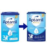 Aptamil Pronutra 3 800g old packaging compared with new packaging design – same recipe