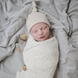 Mushie Organic Cotton Ribbed Baby Beanie – Newborn Knot Hat (0–3 Months)