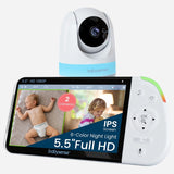 Babysense Max View: Video Baby Monitor with 2 Cameras, Non Wifi, Split Screen, Night Light & Sound Machine