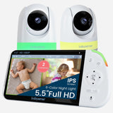 Babysense Max View: Video Baby Monitor with 2 Cameras, Non Wifi, Split Screen, Night Light & Sound Machine