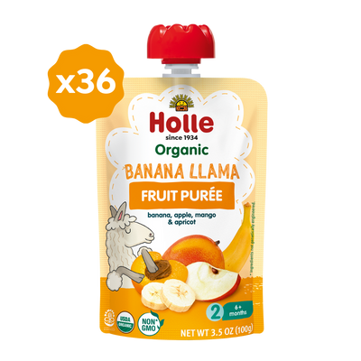 Holle Baby Food Pouches - Organic Fruit Puree - Banana Llama