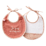 Premium Set of 2 Soft Cotton Gauze Newborn Bibs