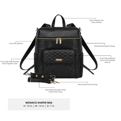 Luli Bebe Signature Diaper Bag – Ebony Black