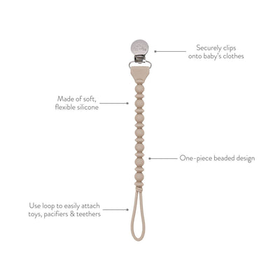 Sweetie Strap™ Silicone Pacifier Clip – Toast Beaded Design