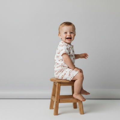 Makemake Organics Organic Short Zip Romper - Cars