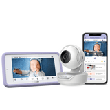 Hubble Nursery Pal Premium baby monitor with 5-inch touchscreen and pan tilt camera setup in nursery