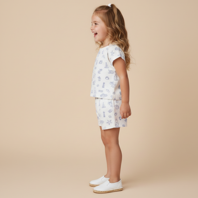 Makemake Organics Organic Drop Shoulder Tee & Shorts Set - Coastal