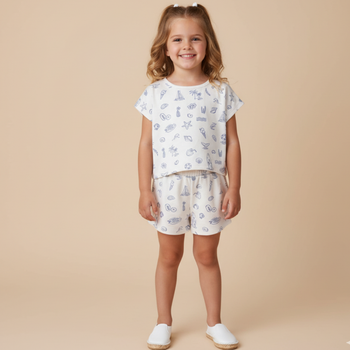 Makemake Organics Organic Drop Shoulder Tee & Shorts Set - Coastal