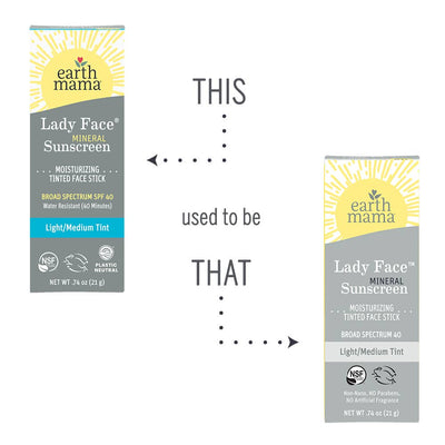 Lady Face Mineral Sunscreen Face Stick SPF 40: .74 oz. net wt. (21 g) / Medium/Dark Tint