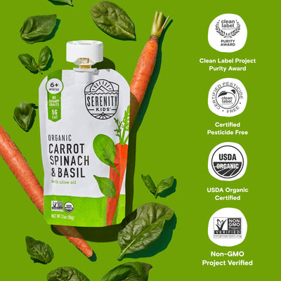 Organic Carrot, Spinach & Basil Baby Food Pouch