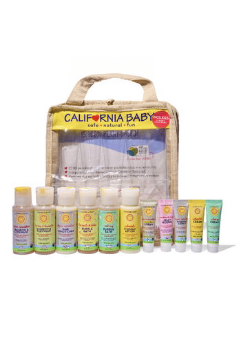 California Baby Plant-Based Baby Travel Kit – Organic Bath & Skincare Set with Reusable Travel Caddy