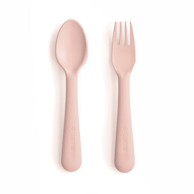 Mushie Dinnerware Fork and Spoon Set – Non-Toxic Baby Utensils