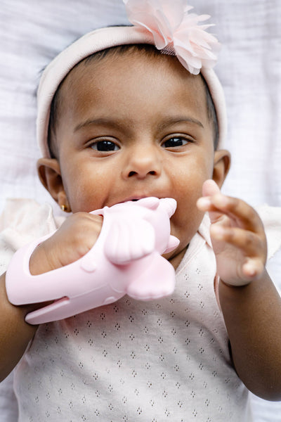 OUTLET – Bitzy Grip Mitt Developmental Teether – Dino